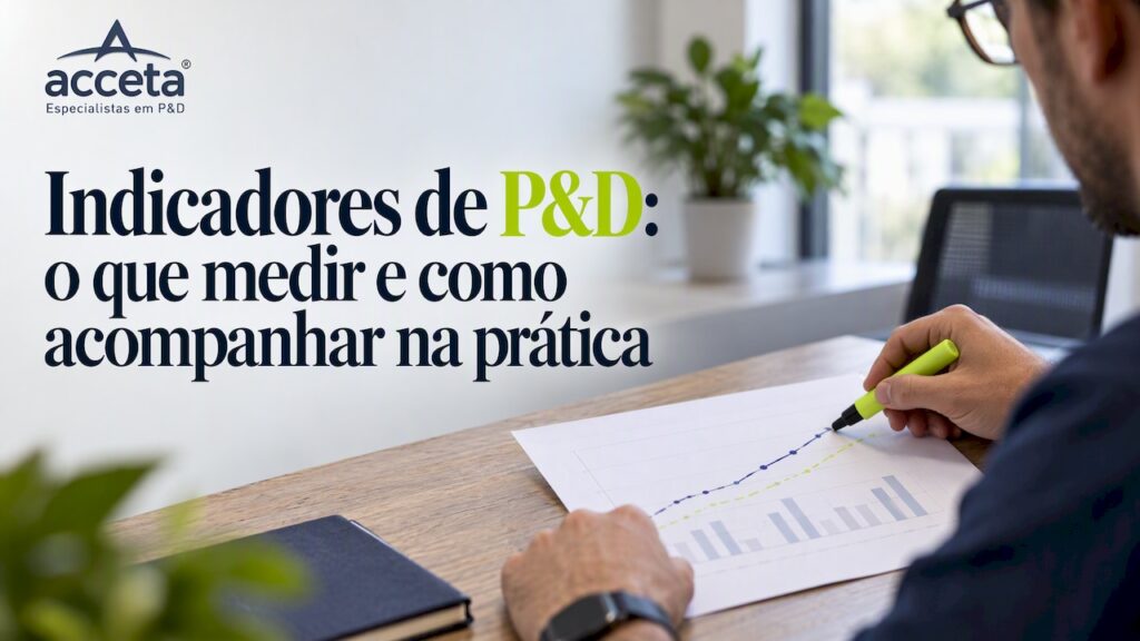 Pessoa analisando gráfico de indicadores de pesquisa e desenvolvimento